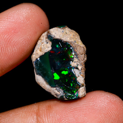 Black Opal 11.00 Carats | Natural Black Ethiopian Opal Rough - Ready for Cutting & Jewelry