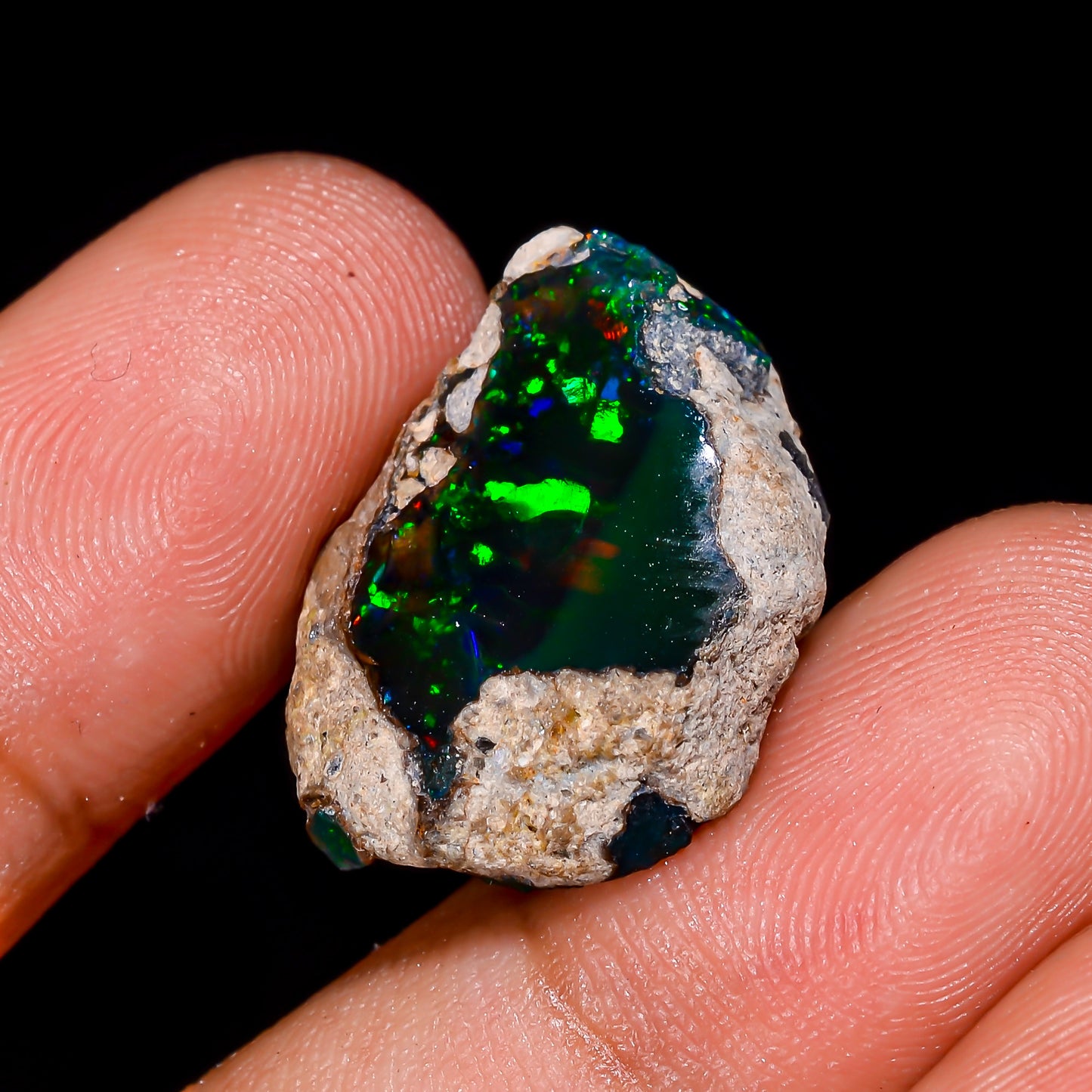 Black Opal 11.00 Carats | Natural Black Ethiopian Opal Rough - Ready for Cutting & Jewelry