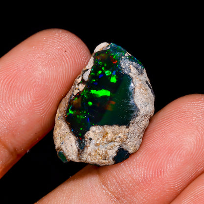 Black Opal 11.00 Carats | Natural Black Ethiopian Opal Rough - Ready for Cutting & Jewelry