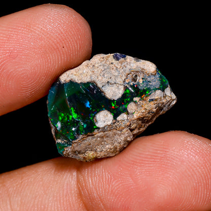 Black Opal 11.00 Carats | Natural Black Ethiopian Opal Rough - Ready for Cutting & Jewelry