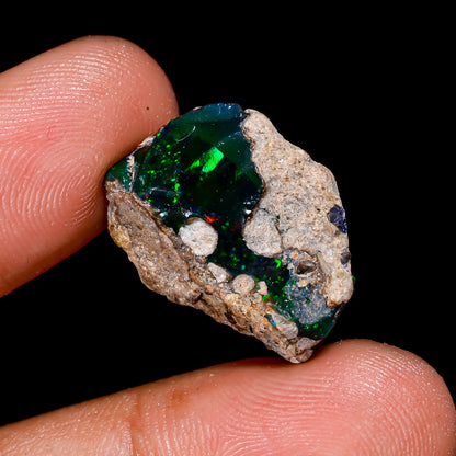 Black Opal 11.00 Carats | Natural Black Ethiopian Opal Rough - Ready for Cutting & Jewelry