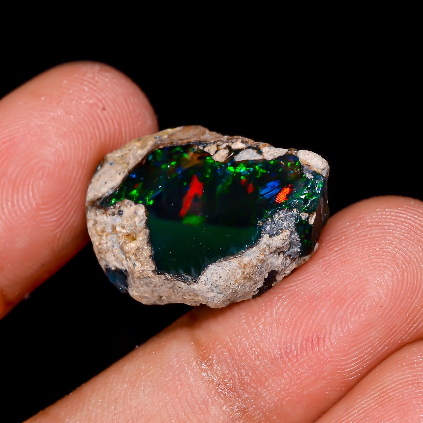 Black Opal 11.00 Carats | Natural Black Ethiopian Opal Rough - Ready for Cutting & Jewelry