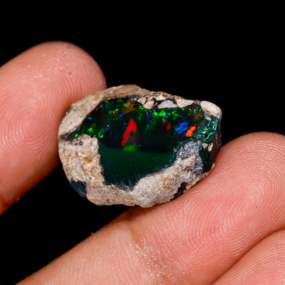 Black Opal 11.00 Carats | Natural Black Ethiopian Opal Rough - Ready for Cutting & Jewelry