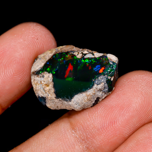Black Opal 11.00 Carats | Natural Black Ethiopian Opal Rough - Ready for Cutting & Jewelry