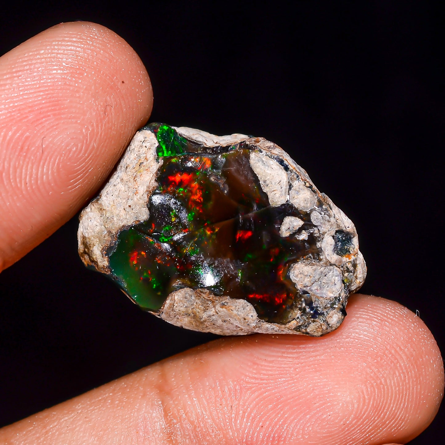 Black Opal 26.5 Carats | Natural Black Ethiopian Opal Rough - Ready for Cutting & Jewelry