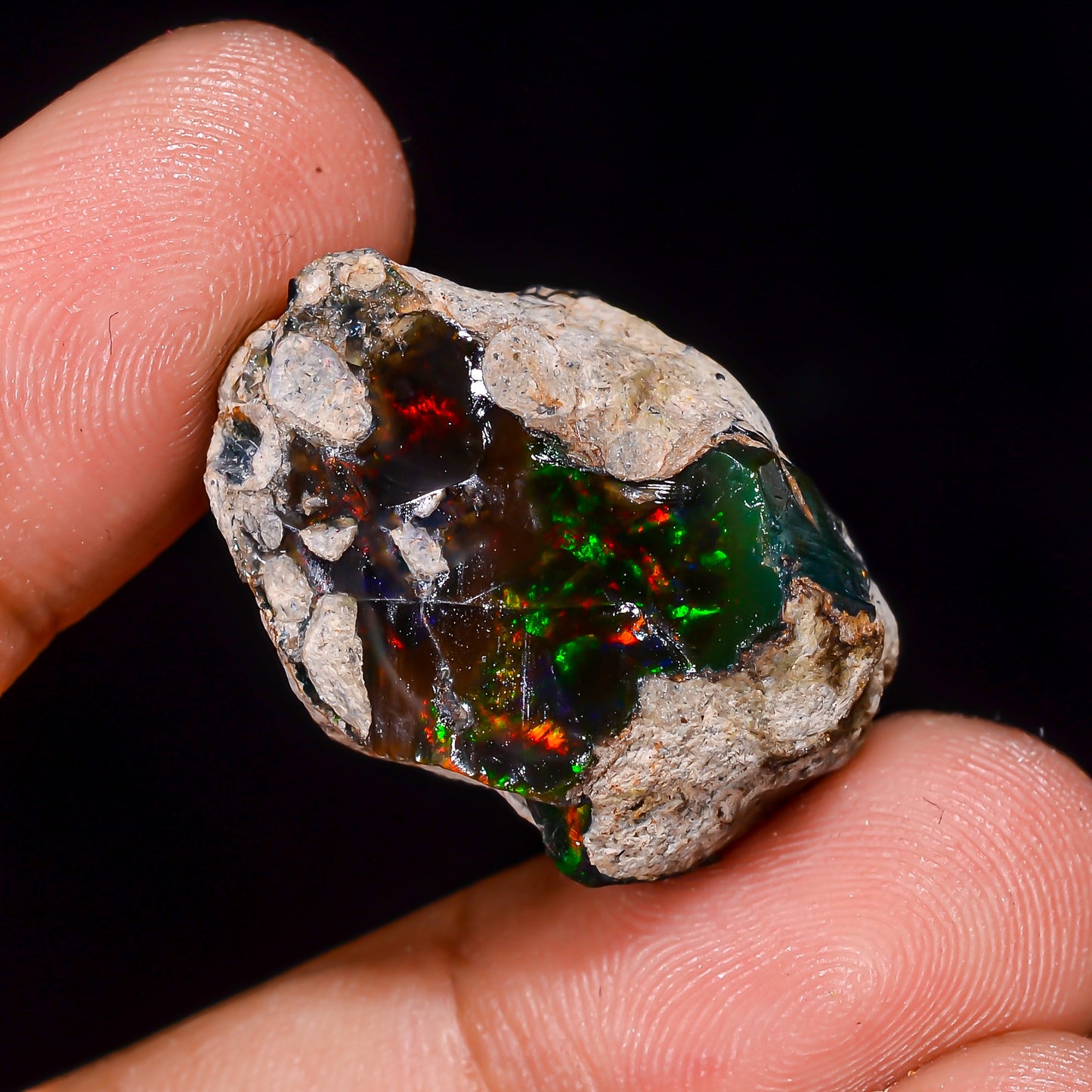 Black Opal 26.5 Carats | Natural Black Ethiopian Opal Rough - Ready for Cutting & Jewelry