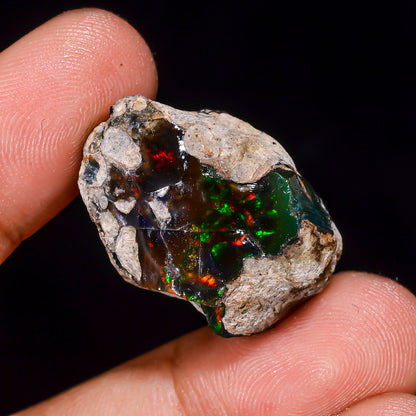 Black Opal 26.5 Carats | Natural Black Ethiopian Opal Rough - Ready for Cutting & Jewelry