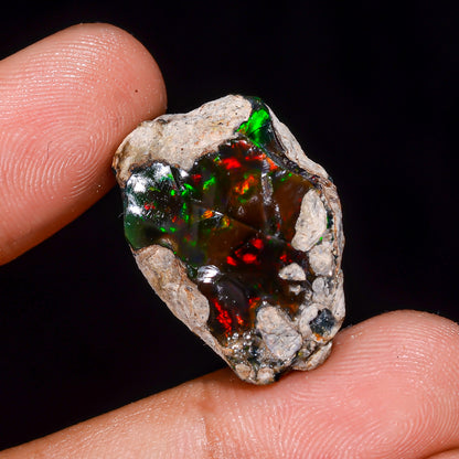 Black Opal 26.5 Carats | Natural Black Ethiopian Opal Rough - Ready for Cutting & Jewelry