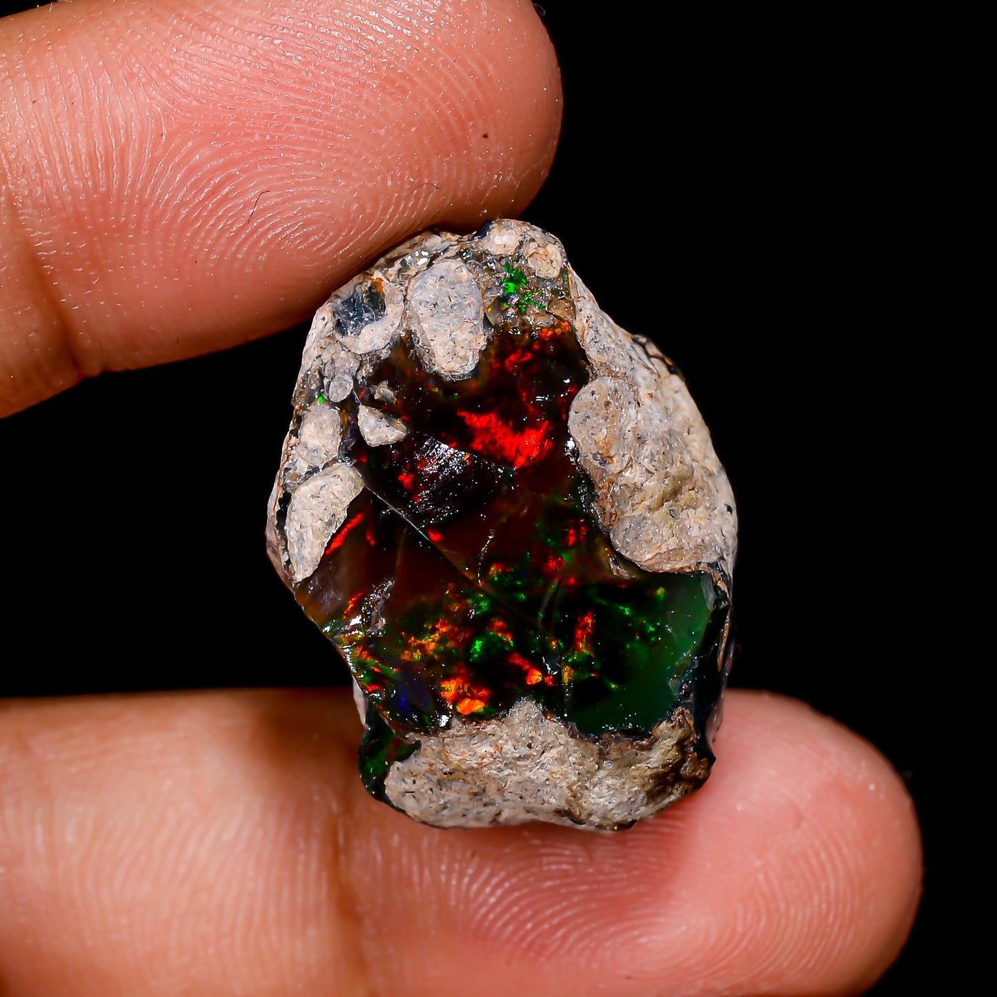 Black Opal 26.5 Carats | Natural Black Ethiopian Opal Rough - Ready for Cutting & Jewelry