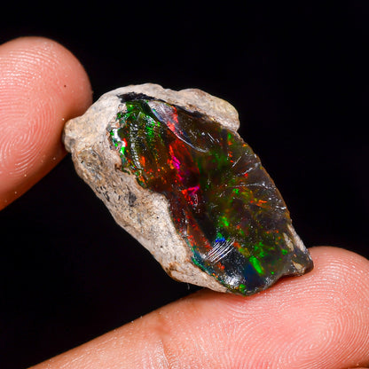 Black Opal 21.5 Carats | Natural Black Ethiopian Opal Rough - Ready for Cutting & Jewelry