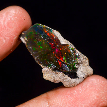 Black Opal 21.5 Carats | Natural Black Ethiopian Opal Rough - Ready for Cutting & Jewelry