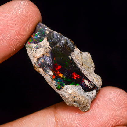 Black Opal 21.5 Carats | Natural Black Ethiopian Opal Rough - Ready for Cutting & Jewelry