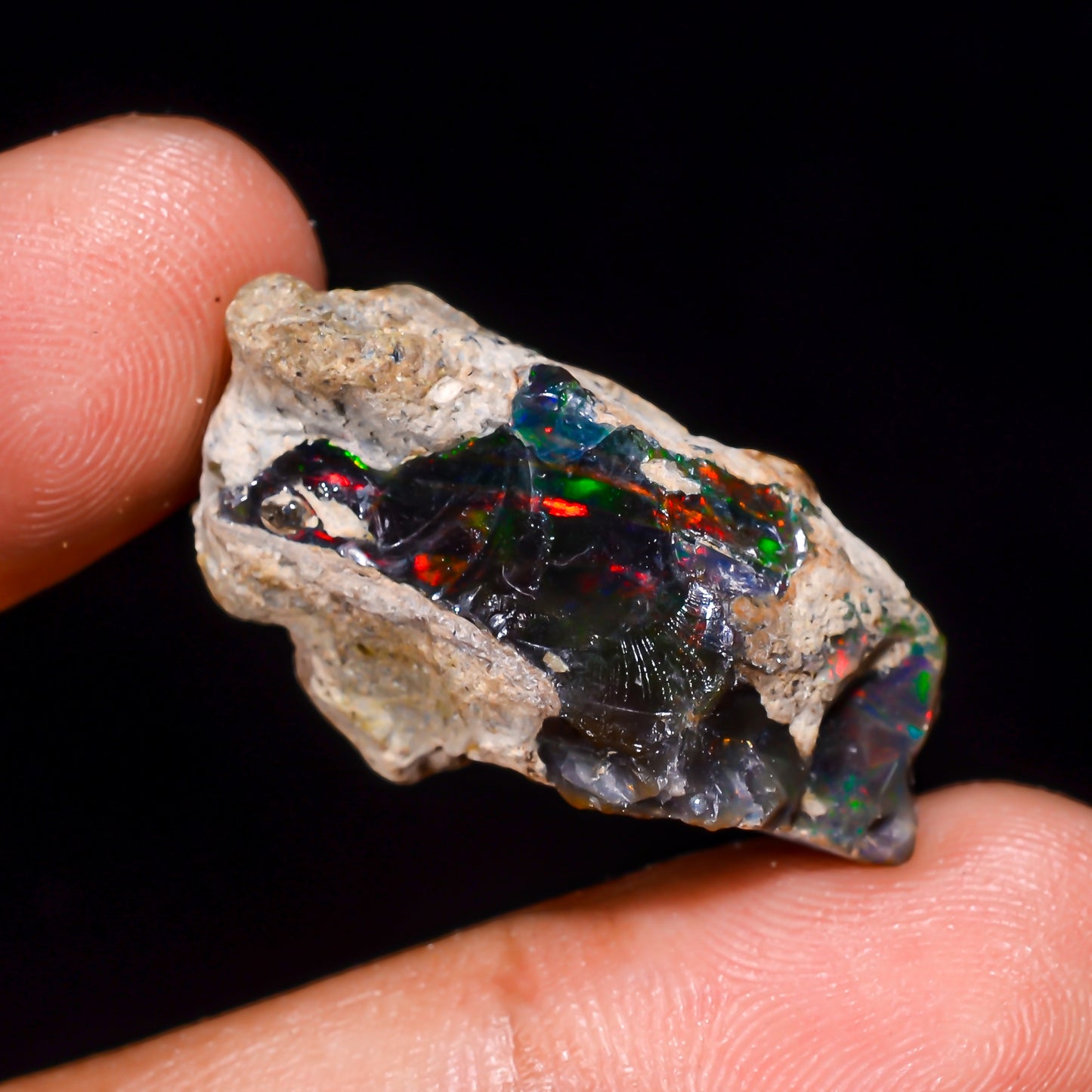 Black Opal 21.5 Carats | Natural Black Ethiopian Opal Rough - Ready for Cutting & Jewelry