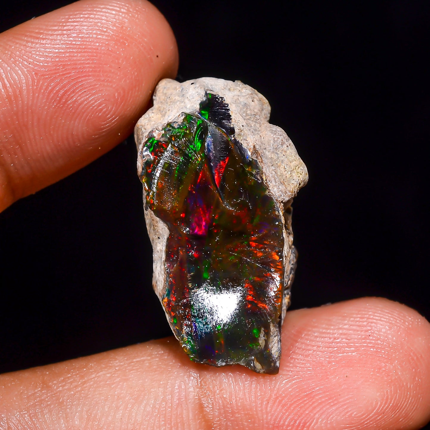Black Opal 21.5 Carats | Natural Black Ethiopian Opal Rough - Ready for Cutting & Jewelry