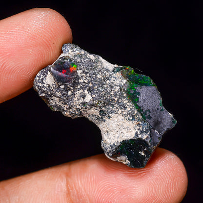 Black Opal 19.00 Carats | Natural Black Ethiopian Opal Rough - Ready for Cutting & Jewelry