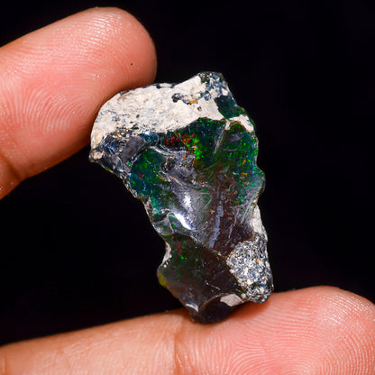 Black Opal 19.00 Carats | Natural Black Ethiopian Opal Rough - Ready for Cutting & Jewelry