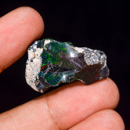 Black Opal 19.00 Carats | Natural Black Ethiopian Opal Rough - Ready for Cutting & Jewelry