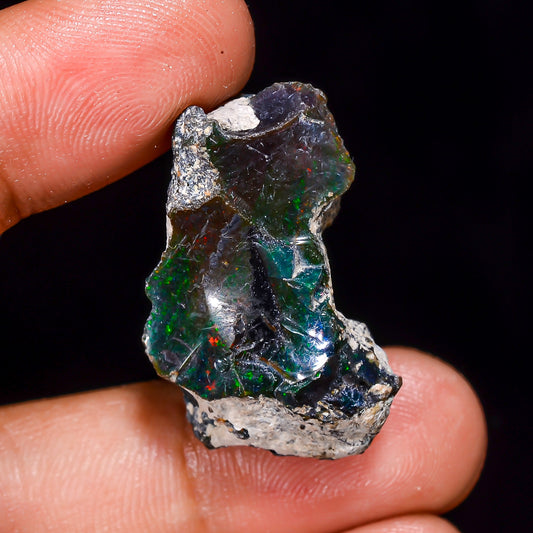 Black Opal 19.00 Carats | Natural Black Ethiopian Opal Rough - Ready for Cutting & Jewelry