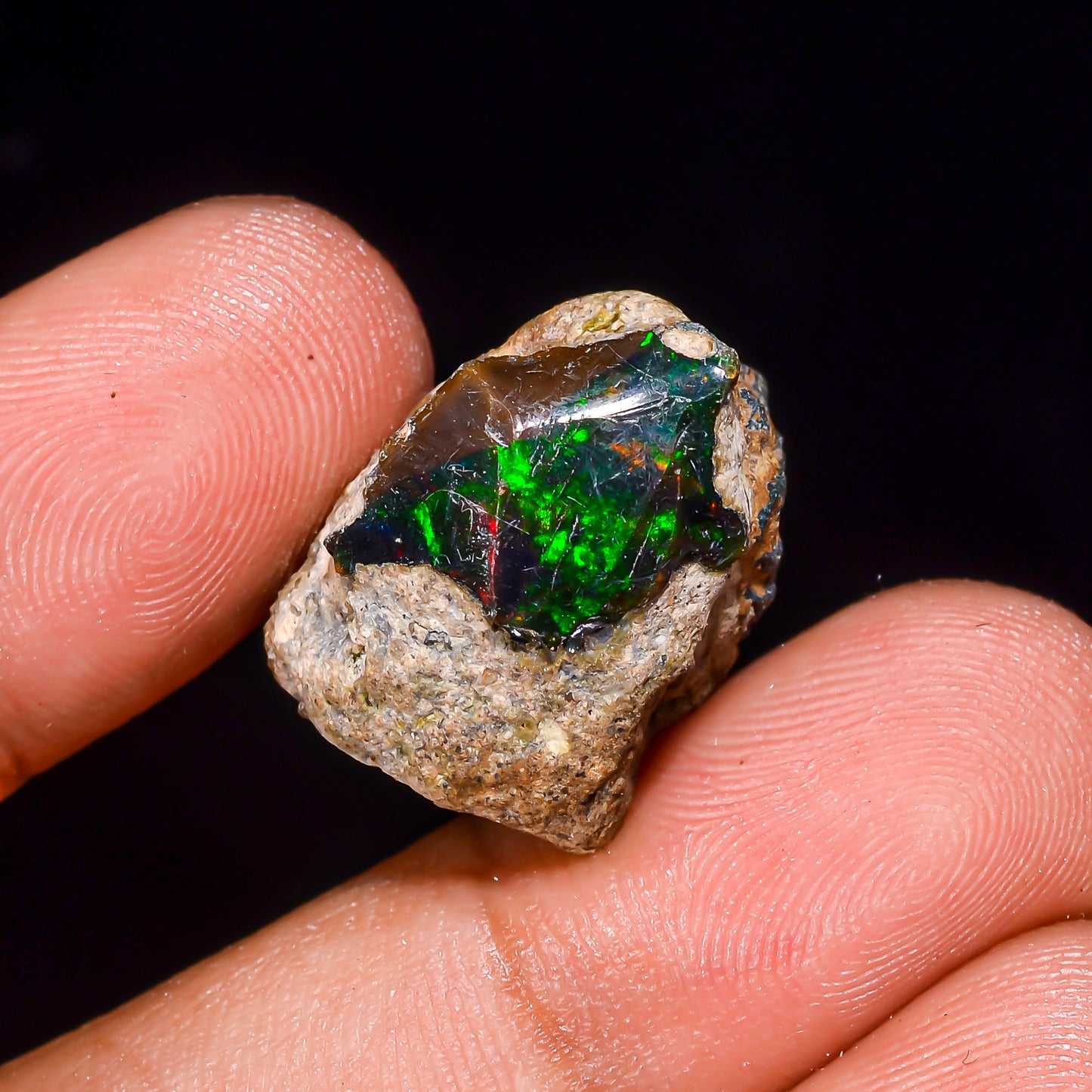 Black Opal 16.00 Carats | Natural Black Ethiopian Opal Rough - Ready for Cutting & Jewelry