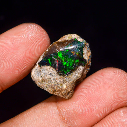 Black Opal 16.00 Carats | Natural Black Ethiopian Opal Rough - Ready for Cutting & Jewelry