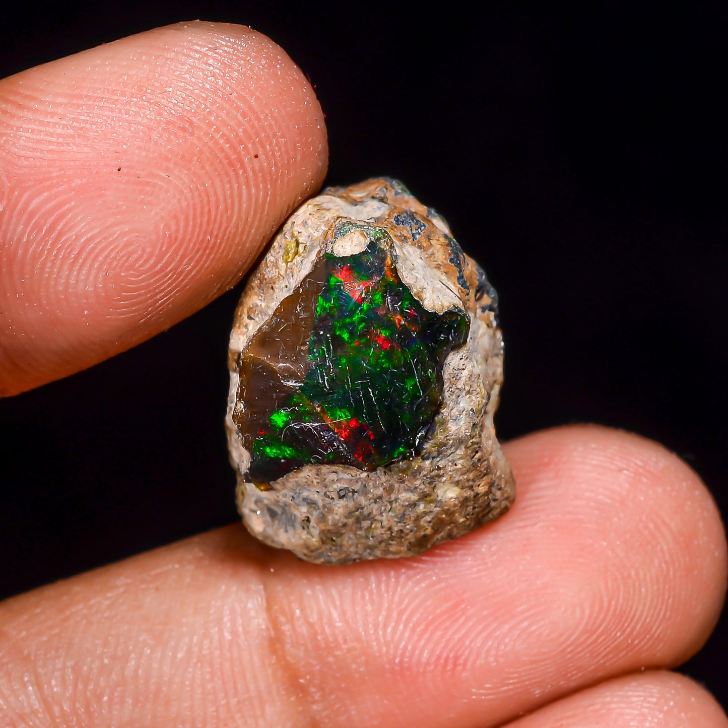 Black Opal 16.00 Carats | Natural Black Ethiopian Opal Rough - Ready for Cutting & Jewelry