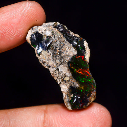 Black Opal 22.5 Carats | Natural Black Ethiopian Opal Rough - Ready for Cutting & Jewelry