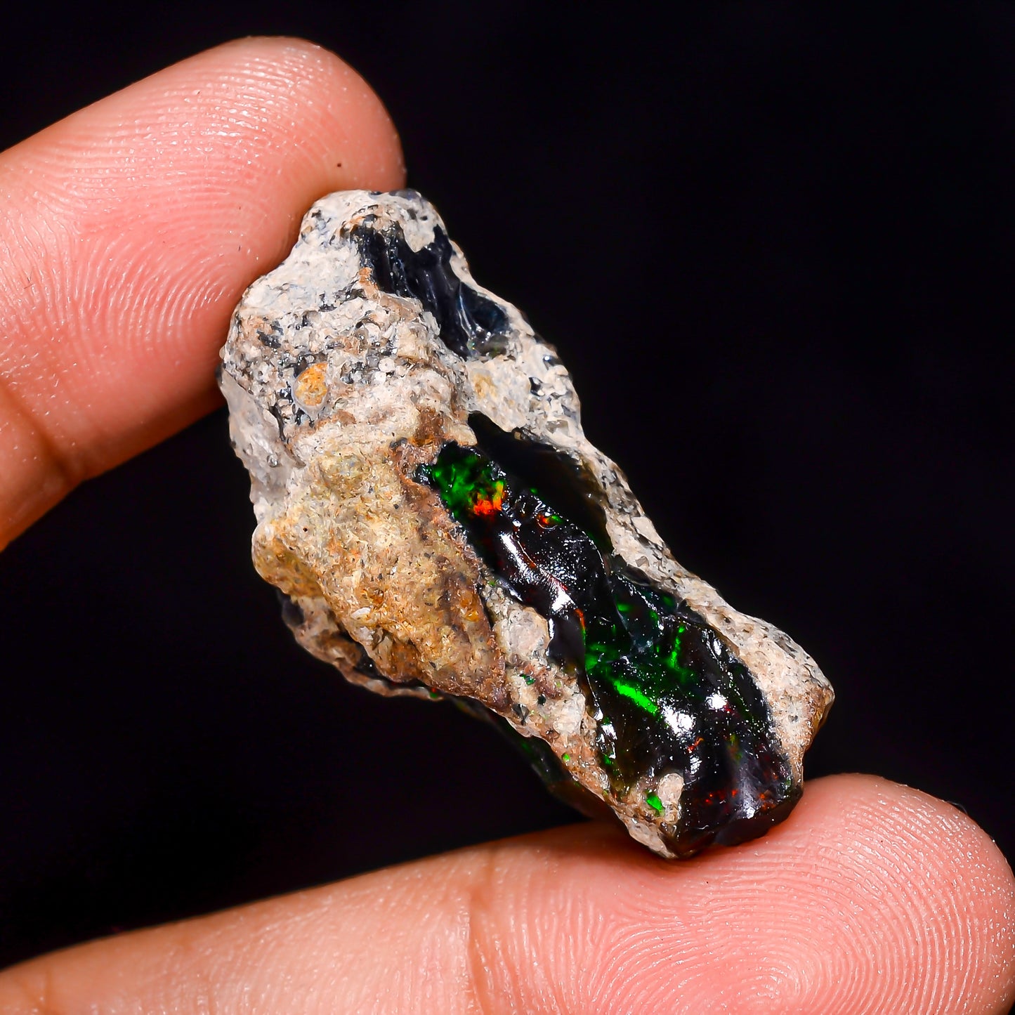 Black Opal 22.5 Carats | Natural Black Ethiopian Opal Rough - Ready for Cutting & Jewelry