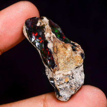 Black Opal 22.5 Carats | Natural Black Ethiopian Opal Rough - Ready for Cutting & Jewelry