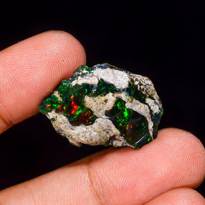 Black Opal 14.00 Carats | Natural Black Ethiopian Opal Rough - Ready for Cutting & Jewelry