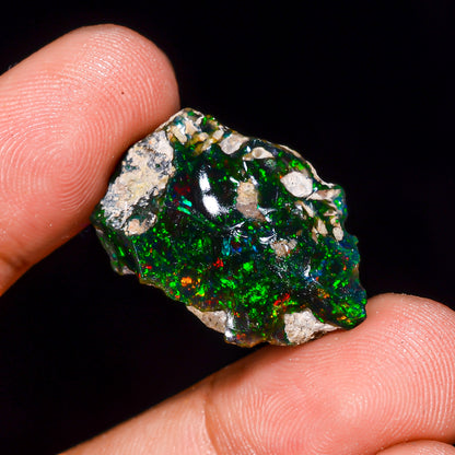 Black Opal 14.00 Carats | Natural Black Ethiopian Opal Rough - Ready for Cutting & Jewelry