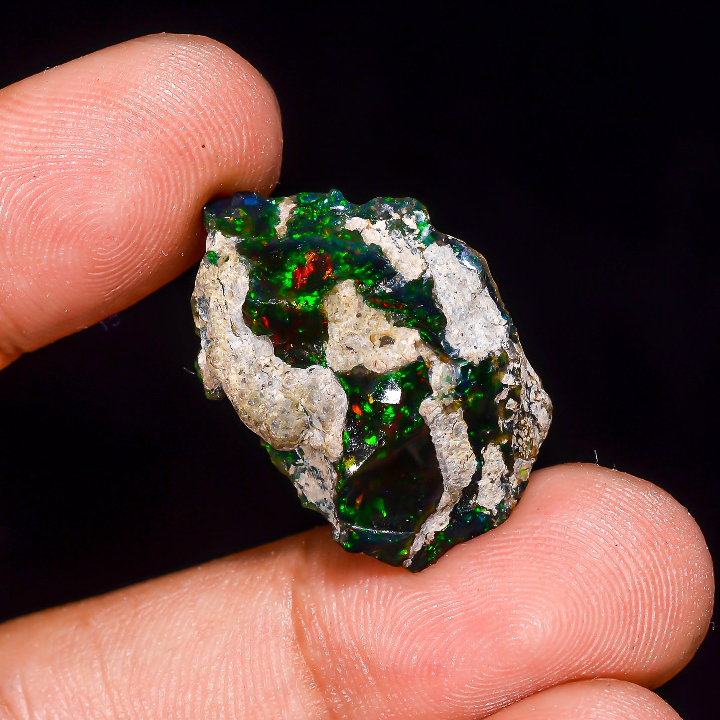 Black Opal 14.00 Carats | Natural Black Ethiopian Opal Rough - Ready for Cutting & Jewelry