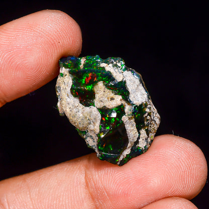 Black Opal 14.00 Carats | Natural Black Ethiopian Opal Rough - Ready for Cutting & Jewelry