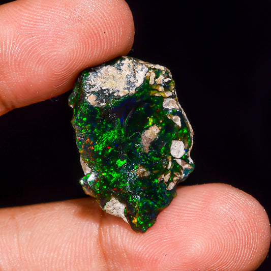 Black Opal 14.00 Carats | Natural Black Ethiopian Opal Rough - Ready for Cutting & Jewelry