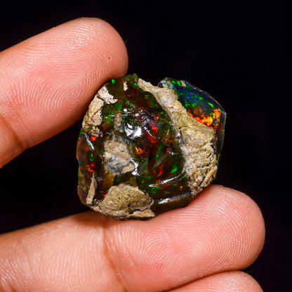 Black Opal 22.5 Carats | Natural Black Ethiopian Opal Rough - Ready for Cutting & Jewelry