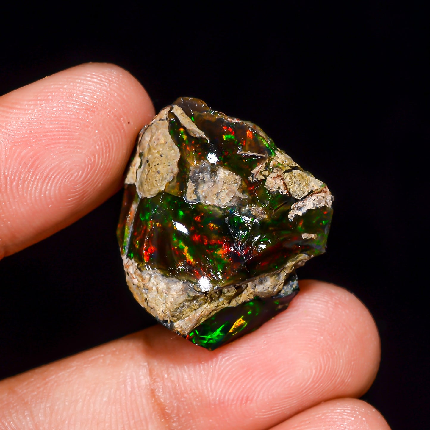 Black Opal 22.5 Carats | Natural Black Ethiopian Opal Rough - Ready for Cutting & Jewelry