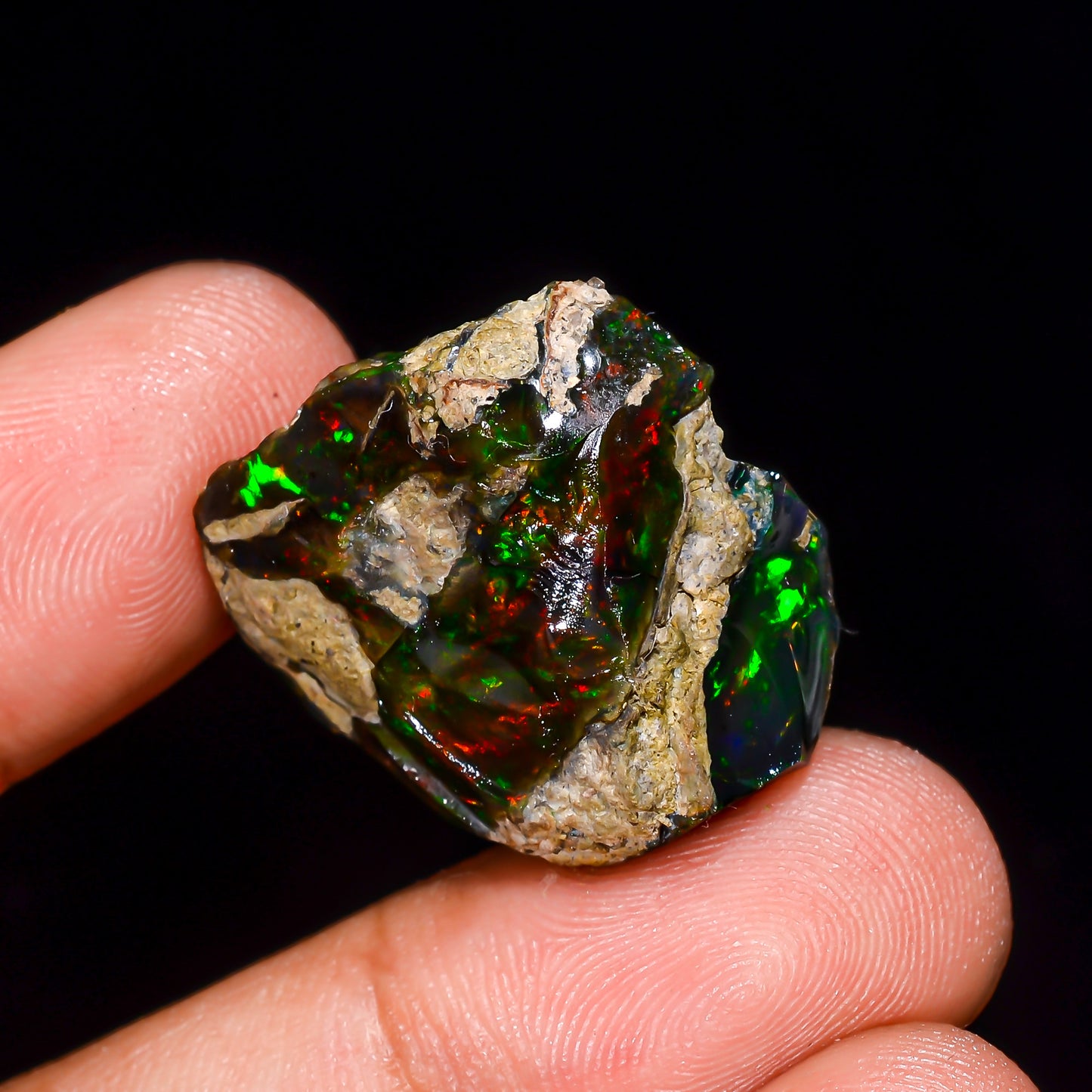 Black Opal 22.5 Carats | Natural Black Ethiopian Opal Rough - Ready for Cutting & Jewelry