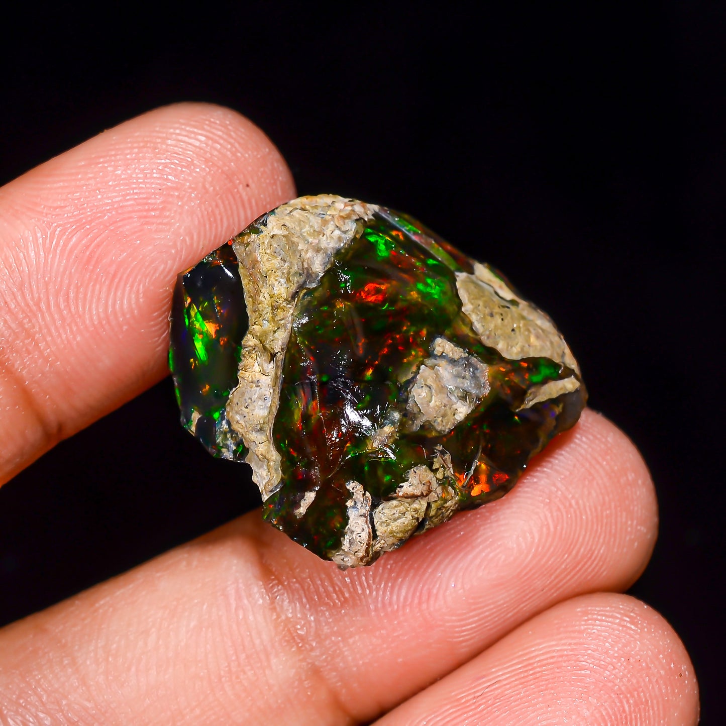 Black Opal 22.5 Carats | Natural Black Ethiopian Opal Rough - Ready for Cutting & Jewelry