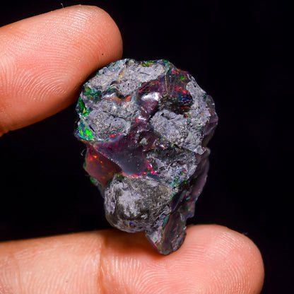 Black Opal 25.5 Carats | Natural Black Ethiopian Opal Rough - Ready for Cutting & Jewelry