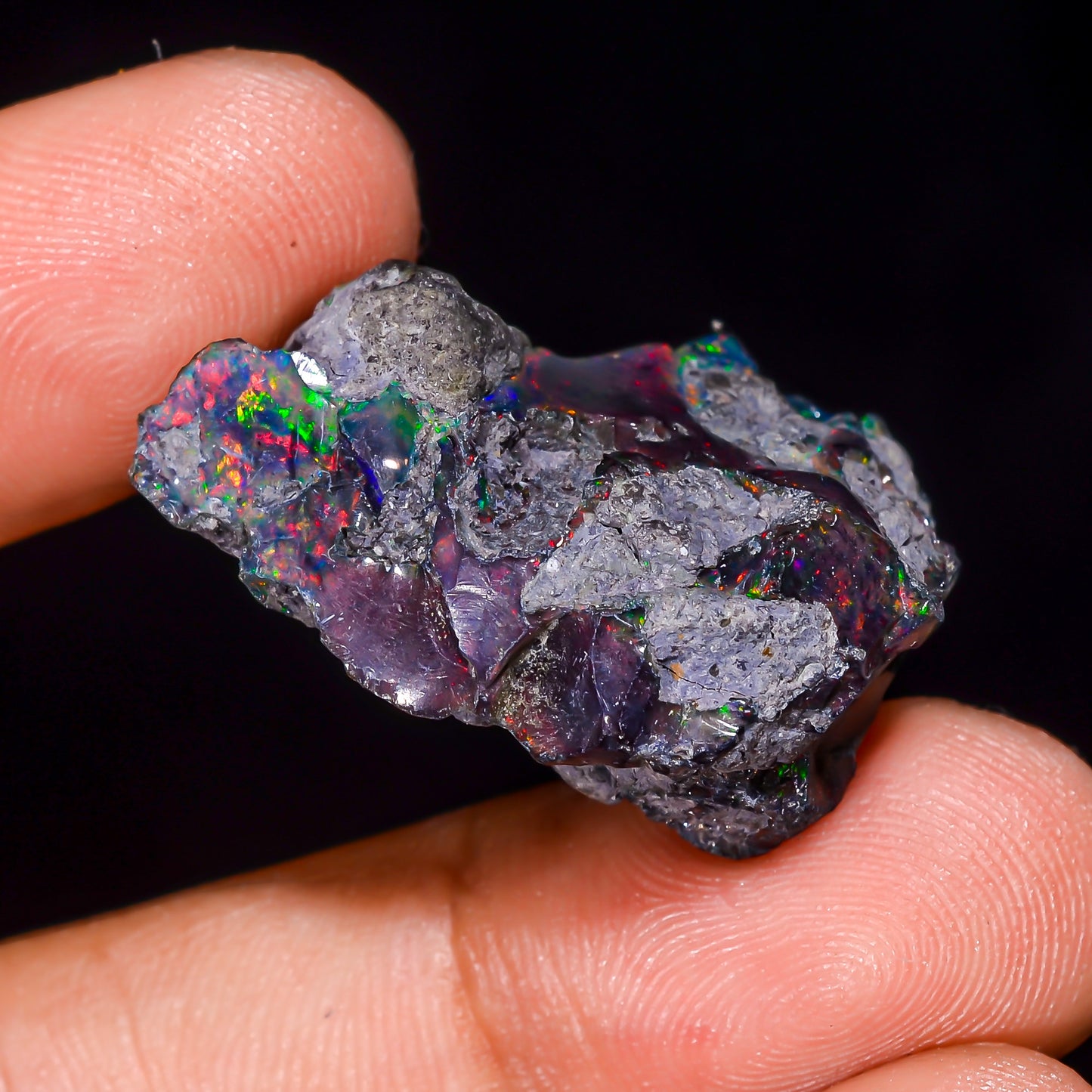 Black Opal 25.5 Carats | Natural Black Ethiopian Opal Rough - Ready for Cutting & Jewelry