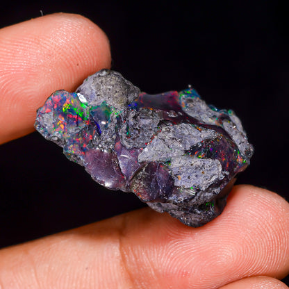 Black Opal 25.5 Carats | Natural Black Ethiopian Opal Rough - Ready for Cutting & Jewelry