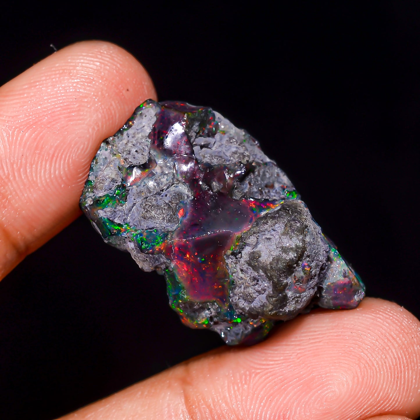 Black Opal 25.5 Carats | Natural Black Ethiopian Opal Rough - Ready for Cutting & Jewelry