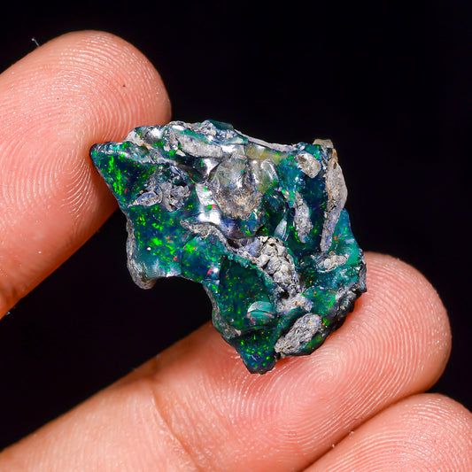 Black Opal 10.5 Carats | Natural Black Ethiopian Opal Rough - Ready for Cutting & Jewelry