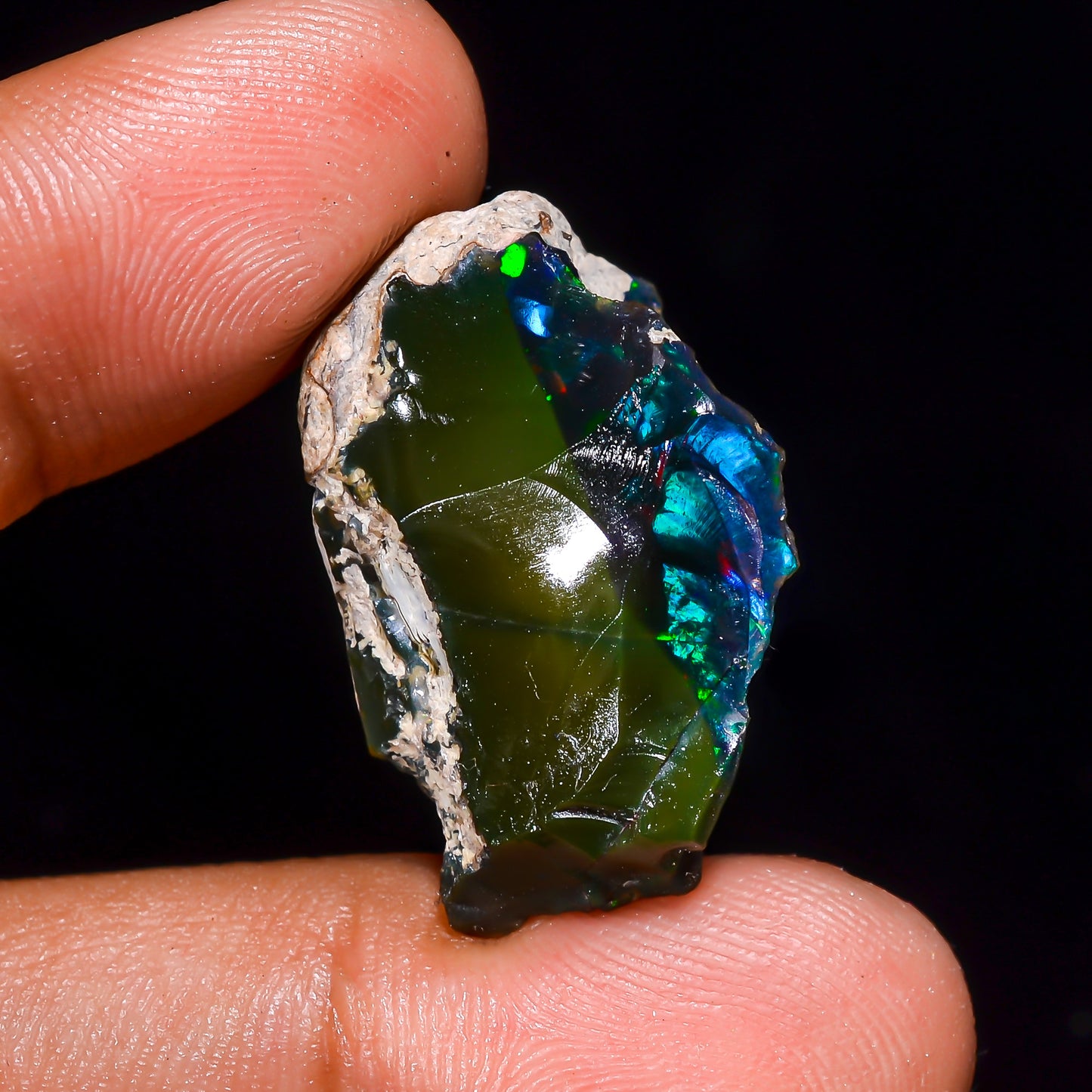 Black Opal 22.00 Carats | Natural Black Ethiopian Opal Rough - Ready for Cutting & Jewelry