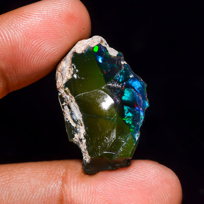 Black Opal 22.00 Carats | Natural Black Ethiopian Opal Rough - Ready for Cutting & Jewelry