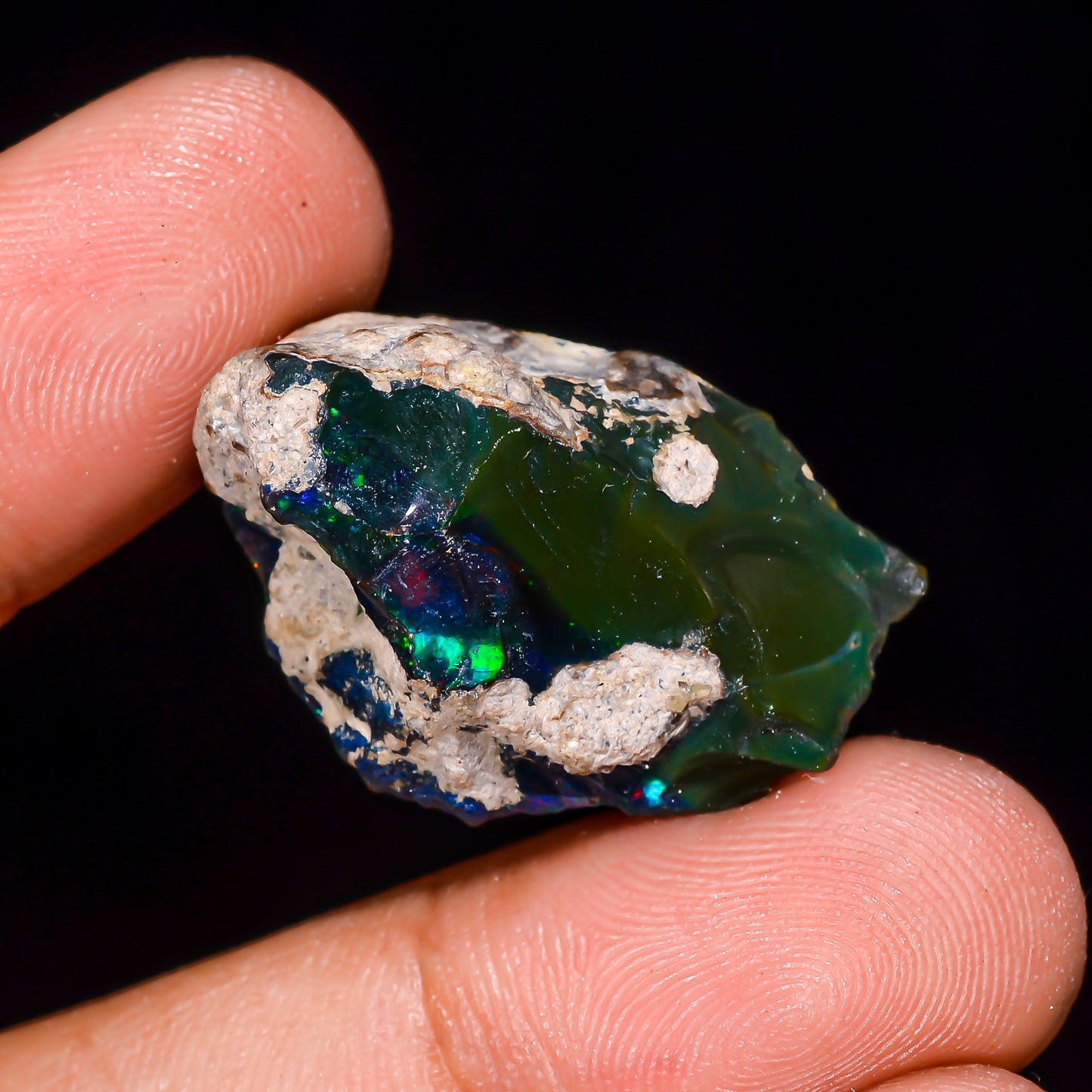 Black Opal 22.00 Carats | Natural Black Ethiopian Opal Rough - Ready for Cutting & Jewelry