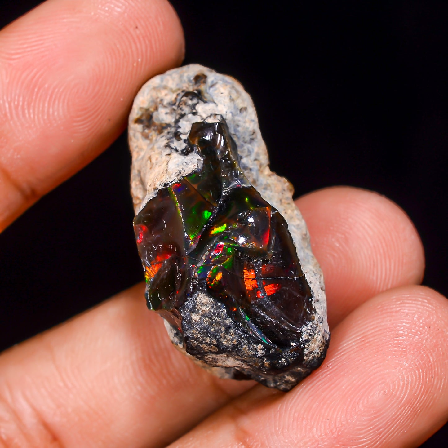 Black Opal 28.00 Carats | Natural Black Ethiopian Opal Rough - Ready for Cutting & Jewelry
