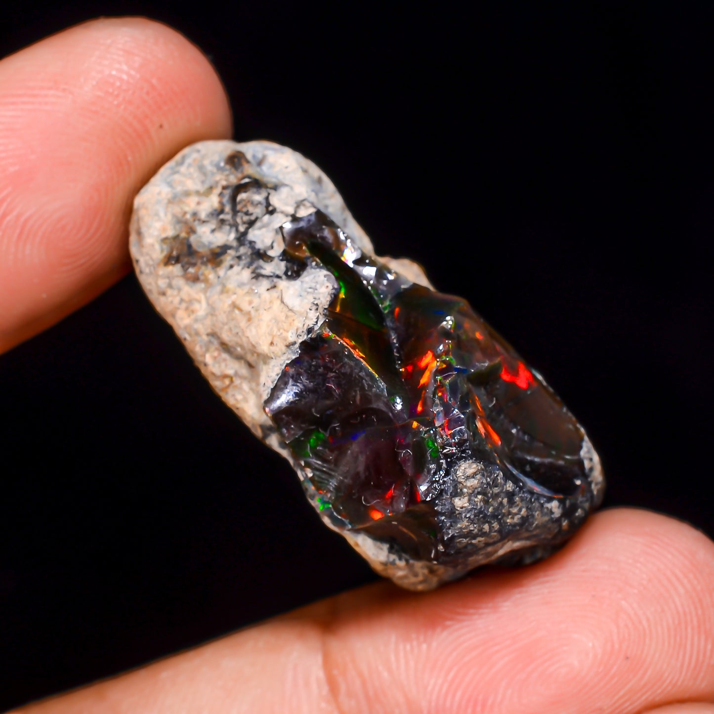 Black Opal 28.00 Carats | Natural Black Ethiopian Opal Rough - Ready for Cutting & Jewelry