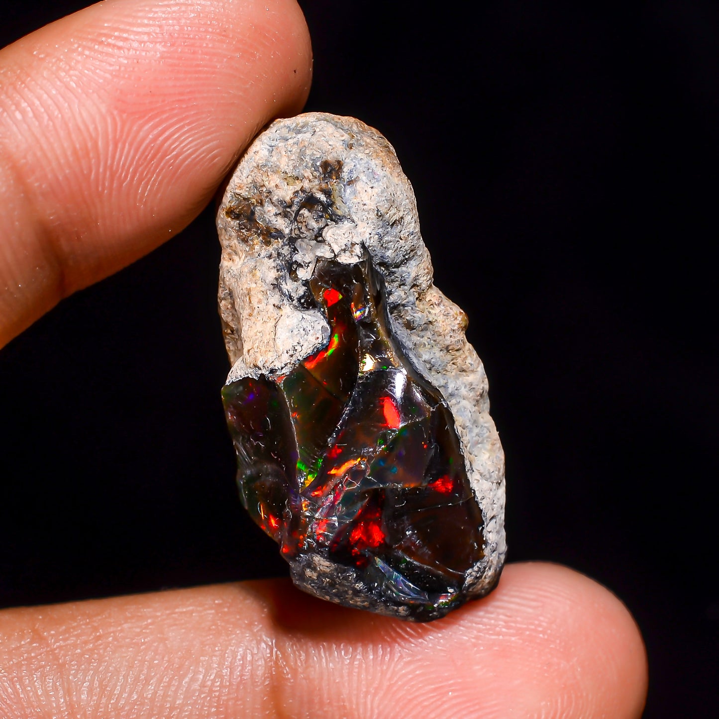 Black Opal 28.00 Carats | Natural Black Ethiopian Opal Rough - Ready for Cutting & Jewelry