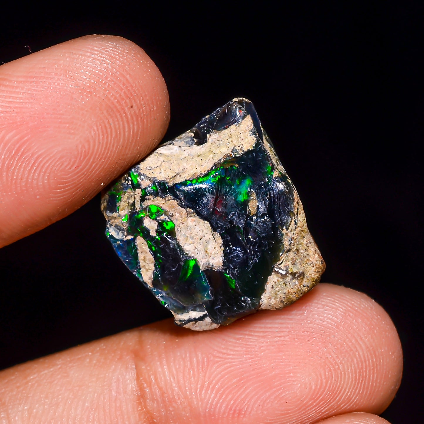 Black Opal 11.5 Carats | Natural Black Ethiopian Opal Rough - Ready for Cutting & Jewelry