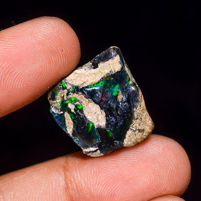 Black Opal 11.5 Carats | Natural Black Ethiopian Opal Rough - Ready for Cutting & Jewelry
